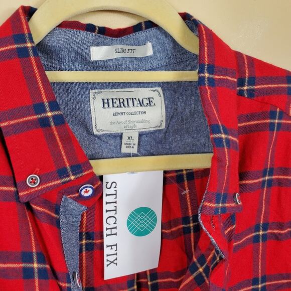Heritage Red Plaid Flannel Slim Fit Button Down Size XL - Picture 11 of 11